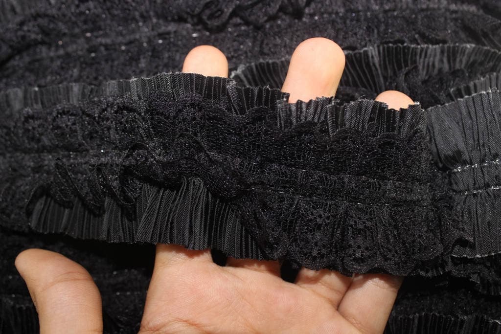 52 Mm Black Pleated Ruffle With Layer , Pleated Ruffle Lace, Lettuce ...