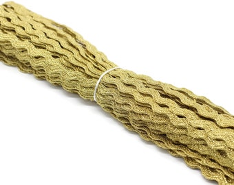 Cordão de sutache em zigue-zague de 5 mm, cordão trançado dourado metálico, cordão torcido, acabamento de sutache, cordões para joias, joias de sutache, suprimentos para sutache