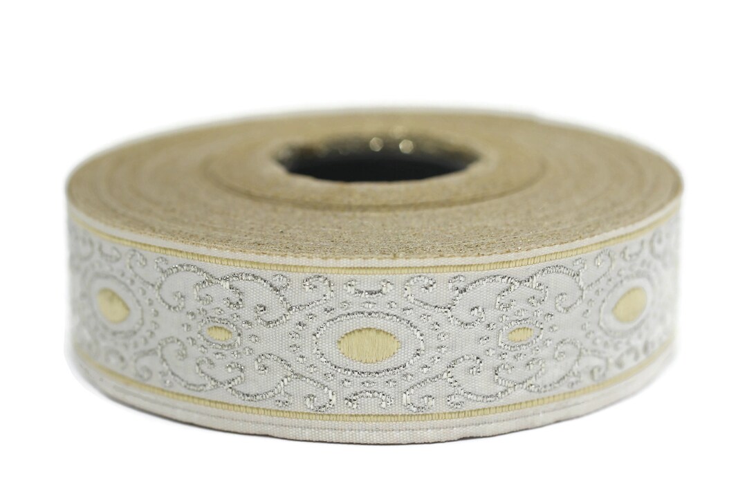 22 Mm Yellow White Authentic Jacquard Ribbon (0.86 Inches), Woven ...