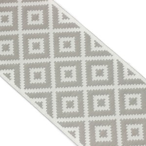 100mm Gray&White Mosaic Ribbon for Drapery Banding (3.93 inch), Jacquard Trim, Drapery Banding Tape, Curtain Making Fabric Drape 194 V2