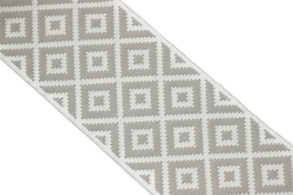 Black and White Rectangles Jacquard Ribbon - 1