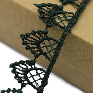 8.74 Yards Dark Green Window Bridal Guipure Lace Trim | 0.68 Inches Wide Lace Trim | Bridal Lace | French Guipure | Lace Fabric TRM17