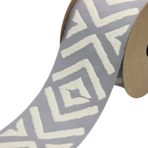 2.7&quot; Embroidery Curtain Trim, Gray Color Jacquard Ribbon for Curtains, Drapery Banding, Drapery Trim Tape, Woven Border 207 V4