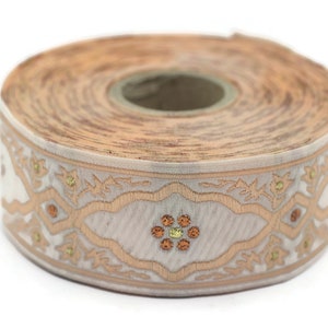 35 mm Andalusia Orange Jacquard ribbon, (1.37 inches), trim by the yard, Embroidered ribbon, Sewing trim, Scroll Jacquard trim, 35800