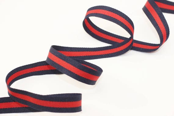 15 mm Red/Blue Striped Ribbon Trim Grosgrain Ribbon Ribbon | Etsy