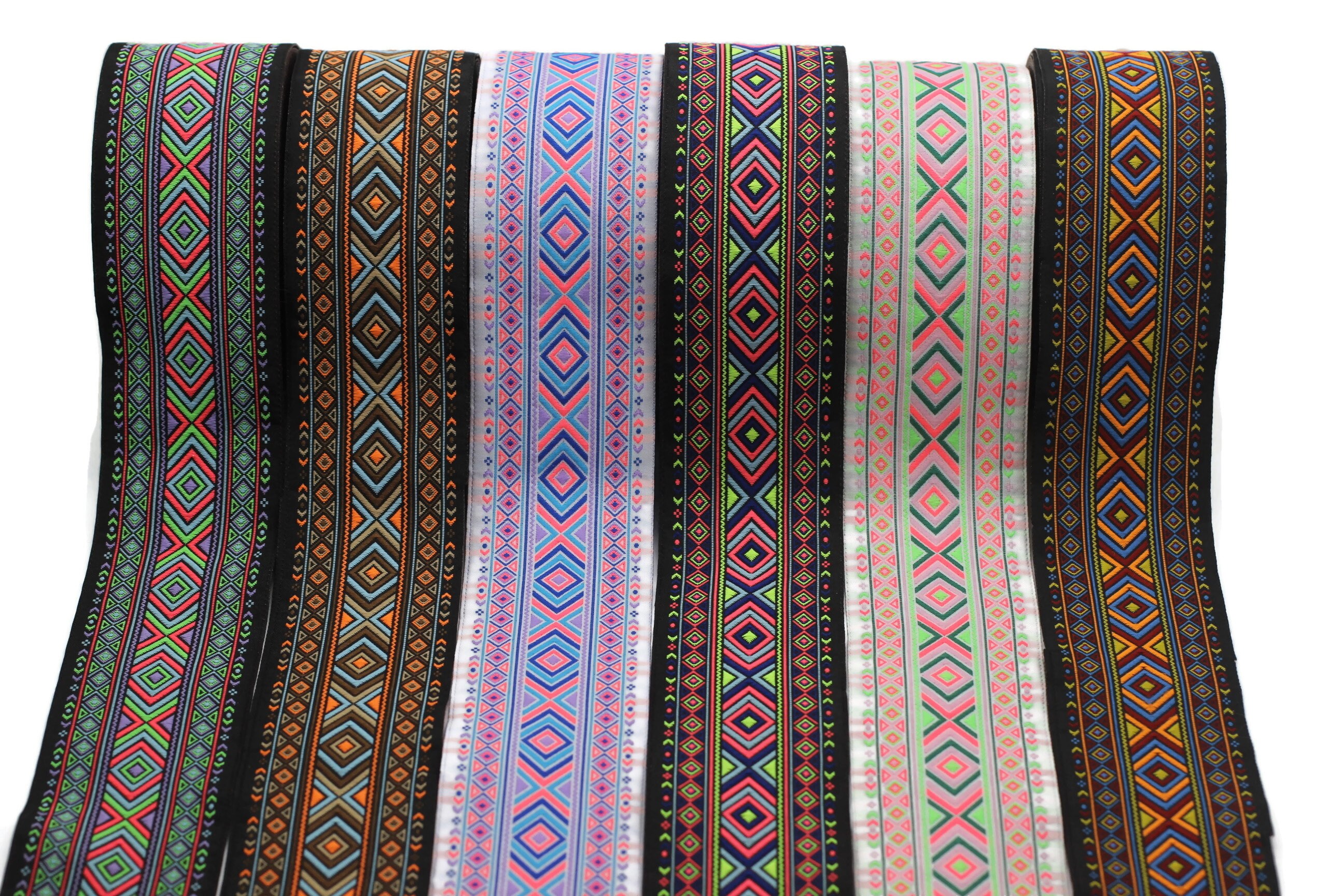 50 Mm Colorfull African Motif Ribbon (1.96 Inches), Jacquard Trim ...