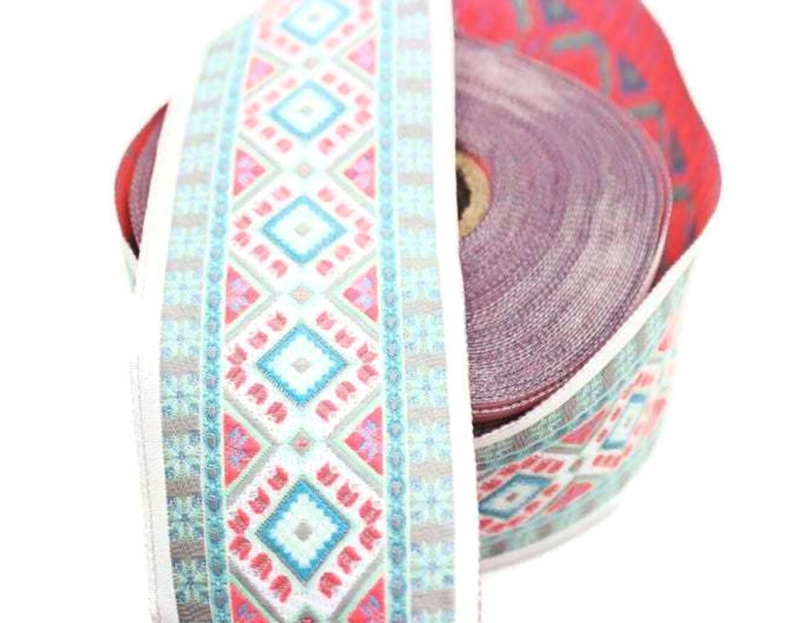50 Mm Colorfull Geometric Motif Ribbon 1.96 Inches Vintage | Etsy