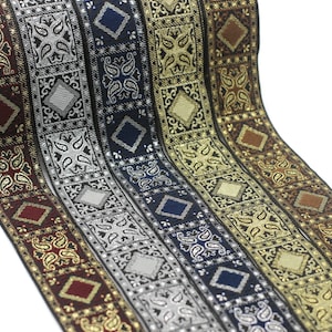 35 mm Geometric Jacquard trim (1.37 inches), vintage Ribbon, Decorative Craft Ribbon, Sewing, Jacquard ribbon, Trim, 35587