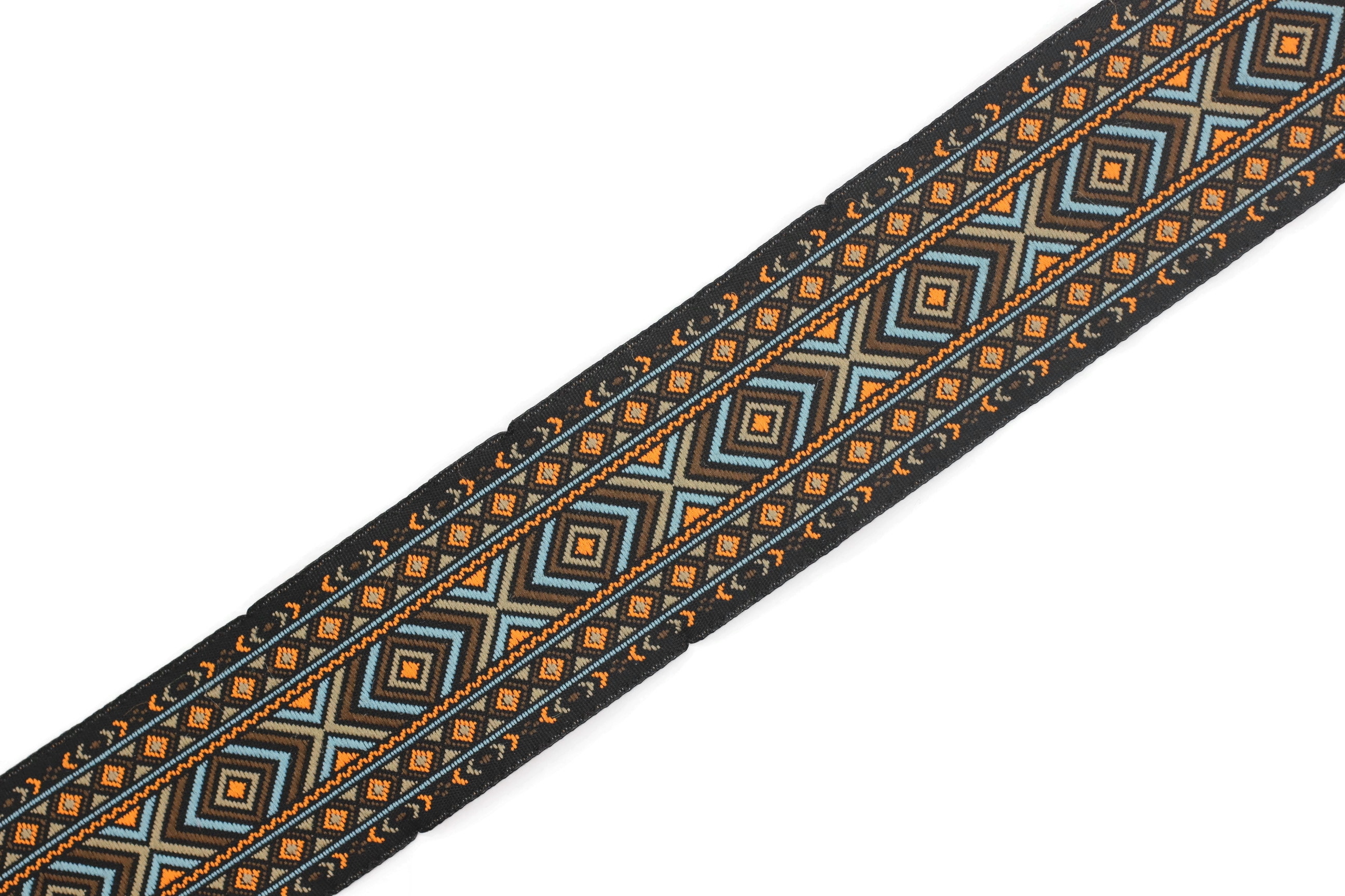 35 Mm Blue&orange African Motif Ribbon (1.37 Inches), Vintage Jacquard ...