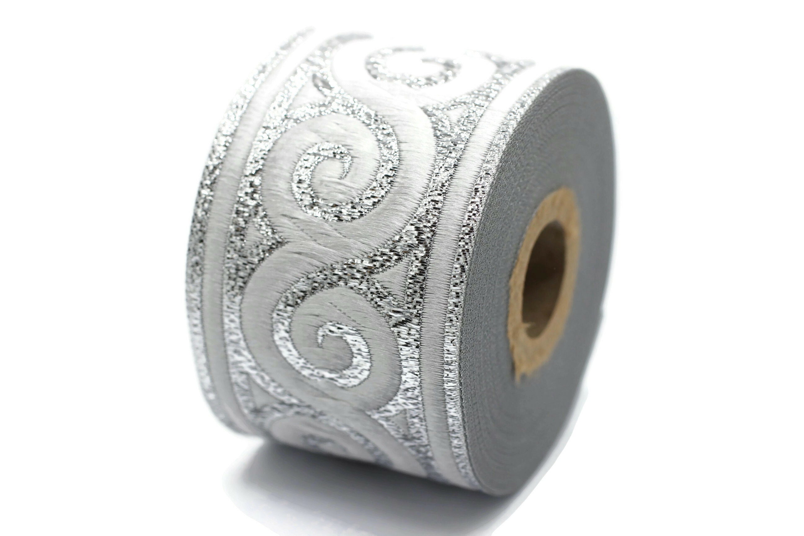 50 mm Silver Elegance Jacquard trim (1.96 inches), Jacquard ribbons, woven trim, jacquard trims, sewing tirim, trimming, 50061