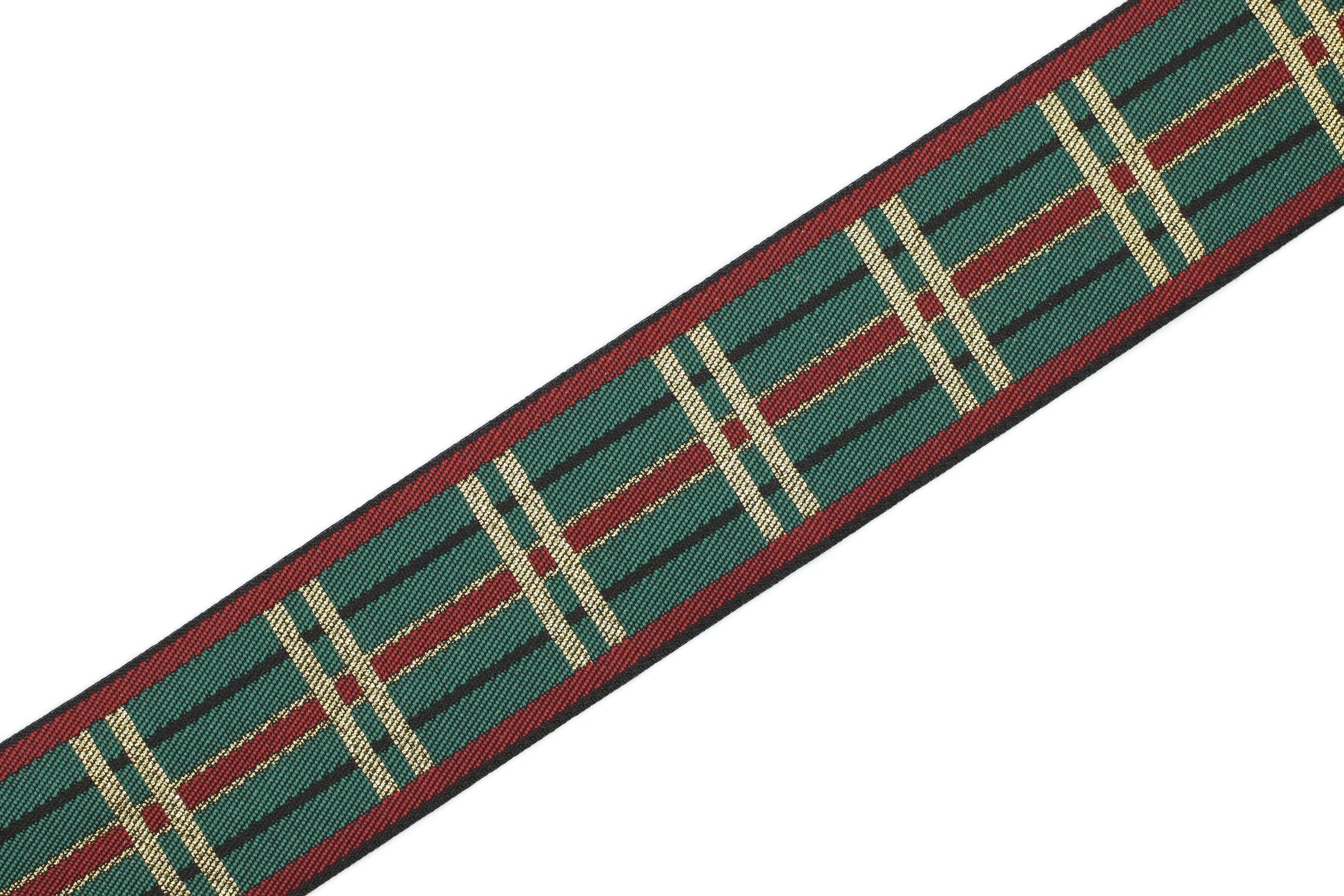 Square Red Ribbon 35 Mm Green& Red Square Jacquard Ribbons, 1.37 Inches, Embroidered Trim ...