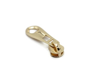 Gold Tone Zipper Pull, 41 mm(1.6 inches) #5 Metal Zipper Pulls, Zipper Sliders, Zipper Tab, Zipper Part, Zipper Head, Bag Zipper Pulls