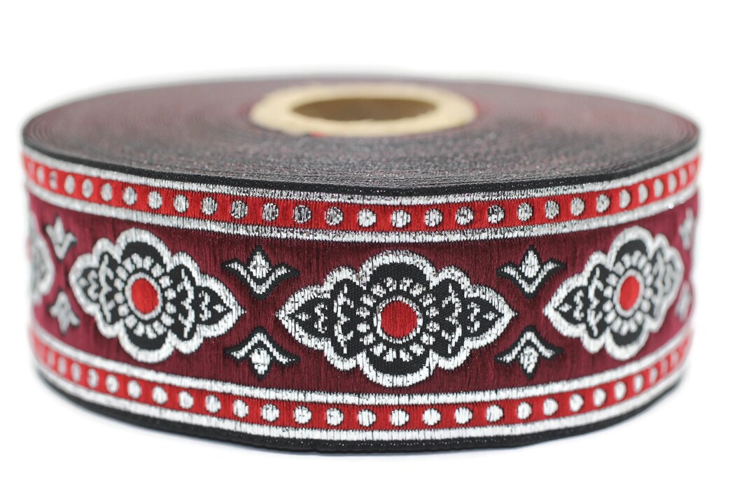 35 Mm Red Renaissance Motive Ribbon (1.37 Inches), European Ribbon, Dog ...