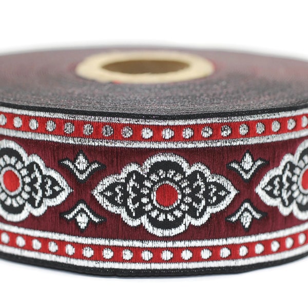 35 mm Red Renaissance Motive ribbon (1.37 inches), european ribbon, dog colar ribbons, Sewing, Jacquard ribbon, Trim, 35905