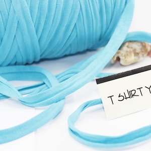 Light Blue T-shirt Yarn, Cotton Yarn, Recyled Fabric yarn, home textile yarn, crochet yarn, basket yarn, bag yarn, Upcycled Yarn, n tshirt