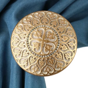 Embrasses de rideaux fleurs victoriennes, embrasses en or métallique, support de tenture vintage, retrait de rideau, crochet de rideau au dos, boucle de rideau