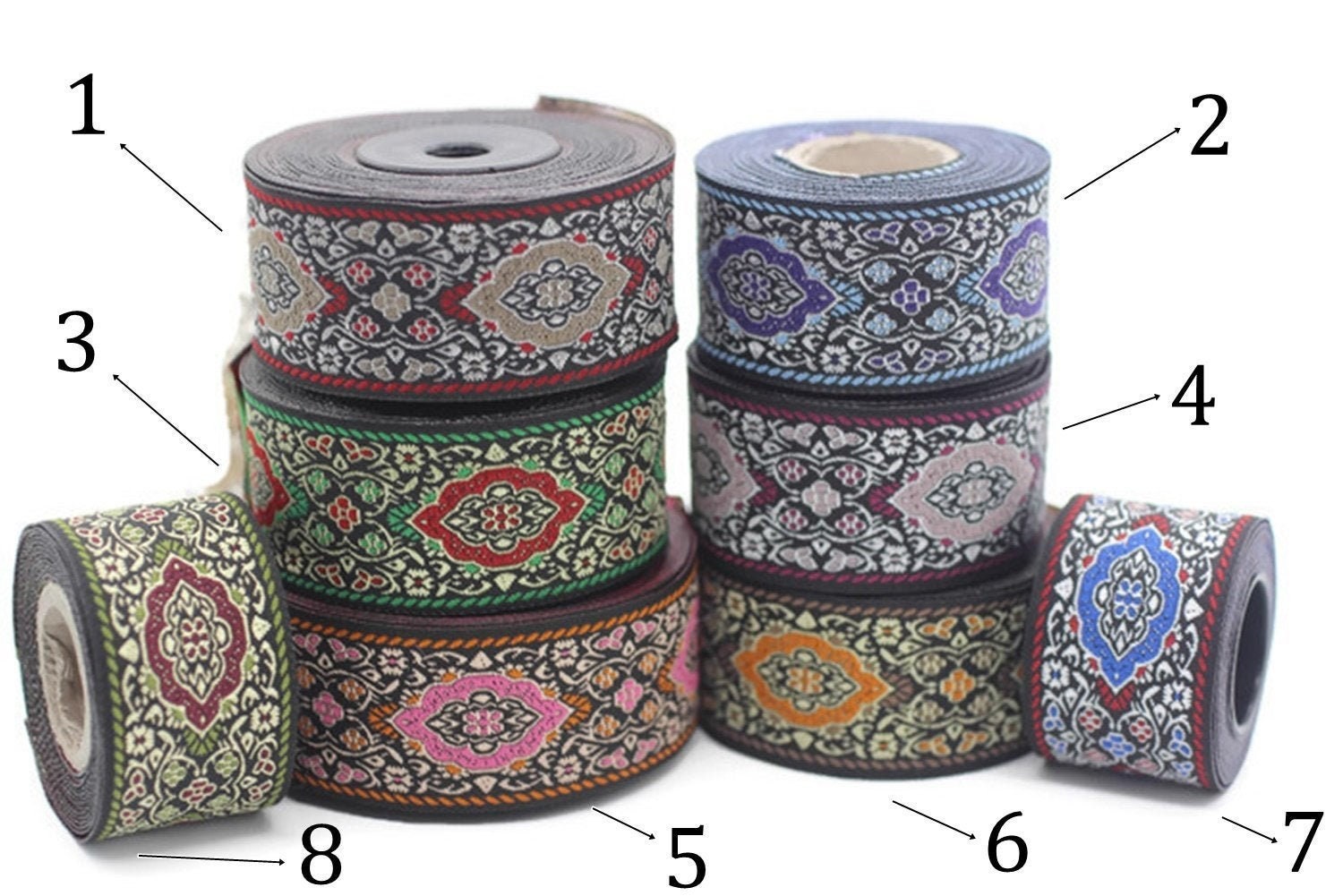 Medieval Ribbon Patterns 35mm Medieval Ribbon, Jacquard Trim, Jacquard Ribbon, Floral Embroidery ...
