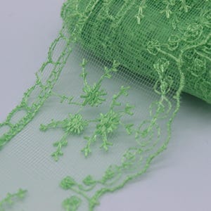 60 mm Neon Green Organza Lace trim, embroidered lace, 2.35 inches lace trim, Headband Garter, Floral Tulle Lace Trim, for gaments, TRM60