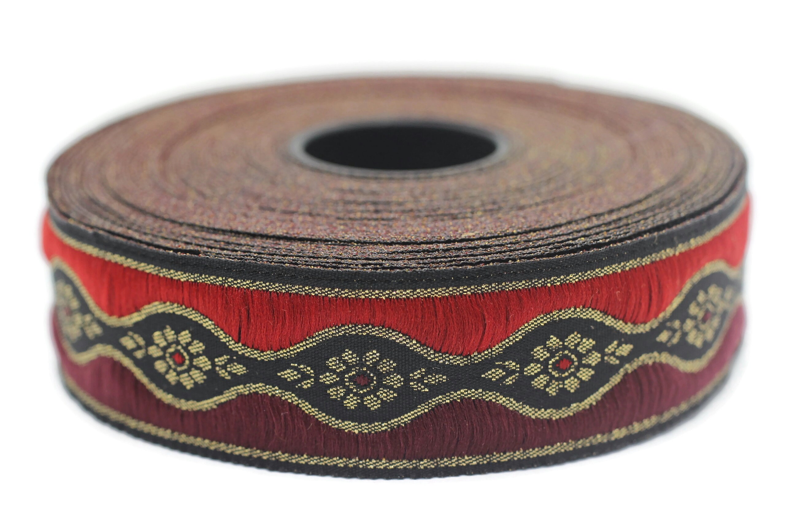 Red Decorative Ribbon 25 Mm Red Floral Vintage Ribbon (0.98 Inches), Floral Embroidered ...