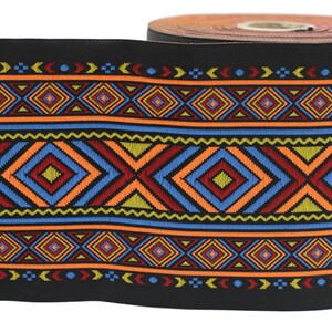 100 Mm Colorfull African Motif Ribbon (3.93 Inches), Vintage Jacquard ...