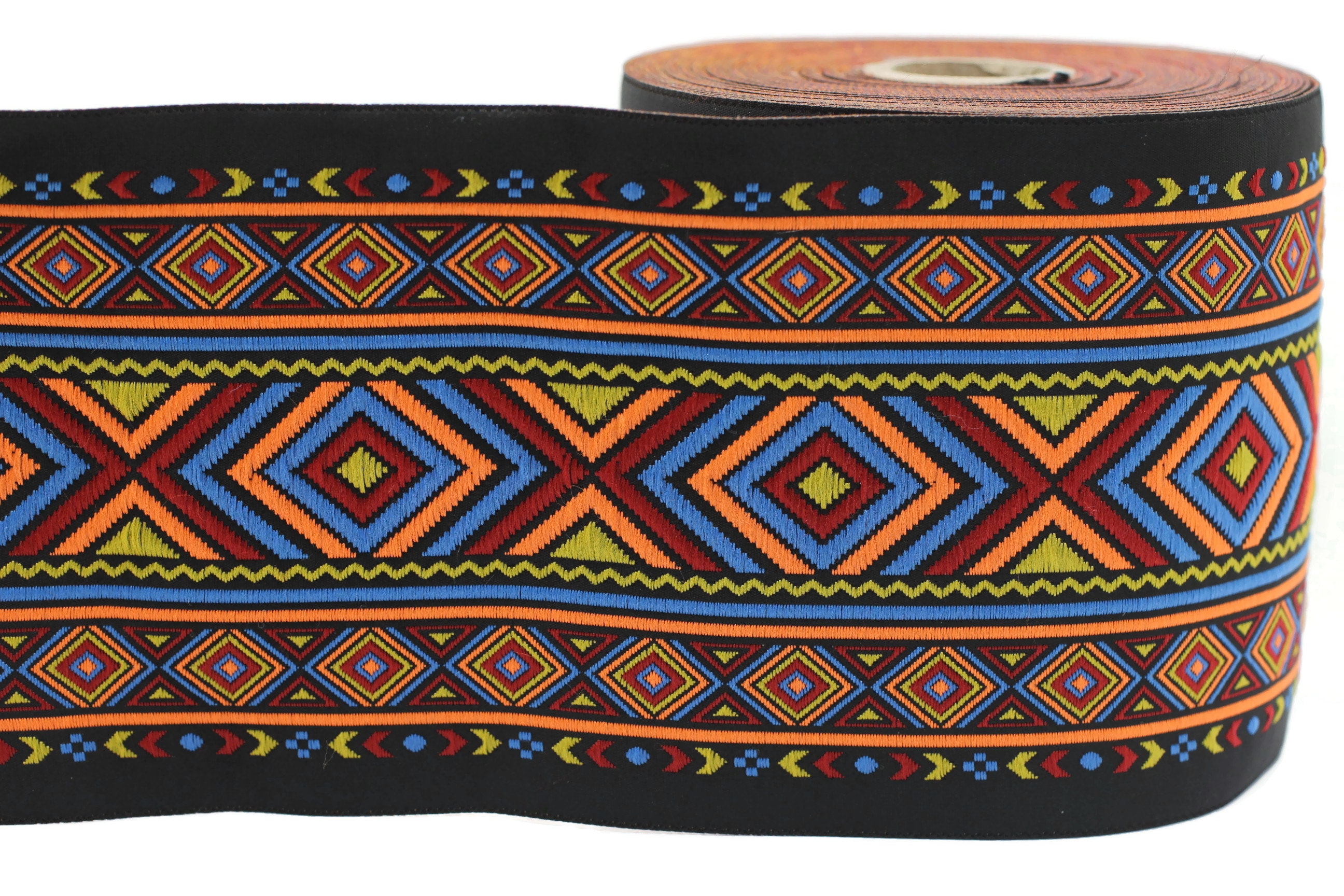 100 Mm Colorfull African Motif Ribbon (3.93 Inches), Vintage Jacquard ...