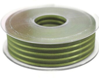Olive Green Satin Edged Organza Ribbon, 20 meters 25mm Organza Sheer Ribbon, Wedding Party Decoration for gift box