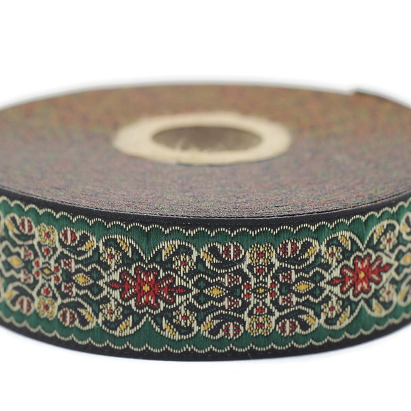 25 mm Red&Green Jacquard ribbon (0.98 inches, Decorative Craft Ribbon, Sewing, Jacquard ribbons, Trim, woven ribbons, collar supply, 25939