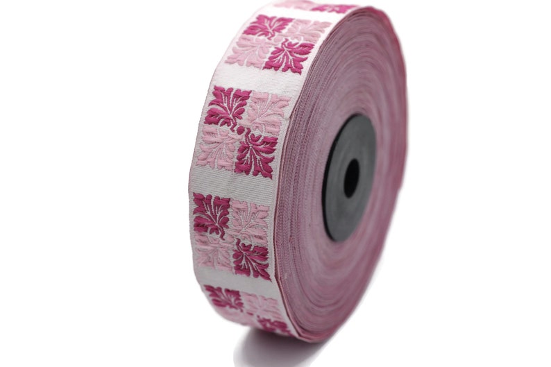 25 Mm Fuschia & Poudre Square Ribbons (0.98 Inches), Geometric Trim ...
