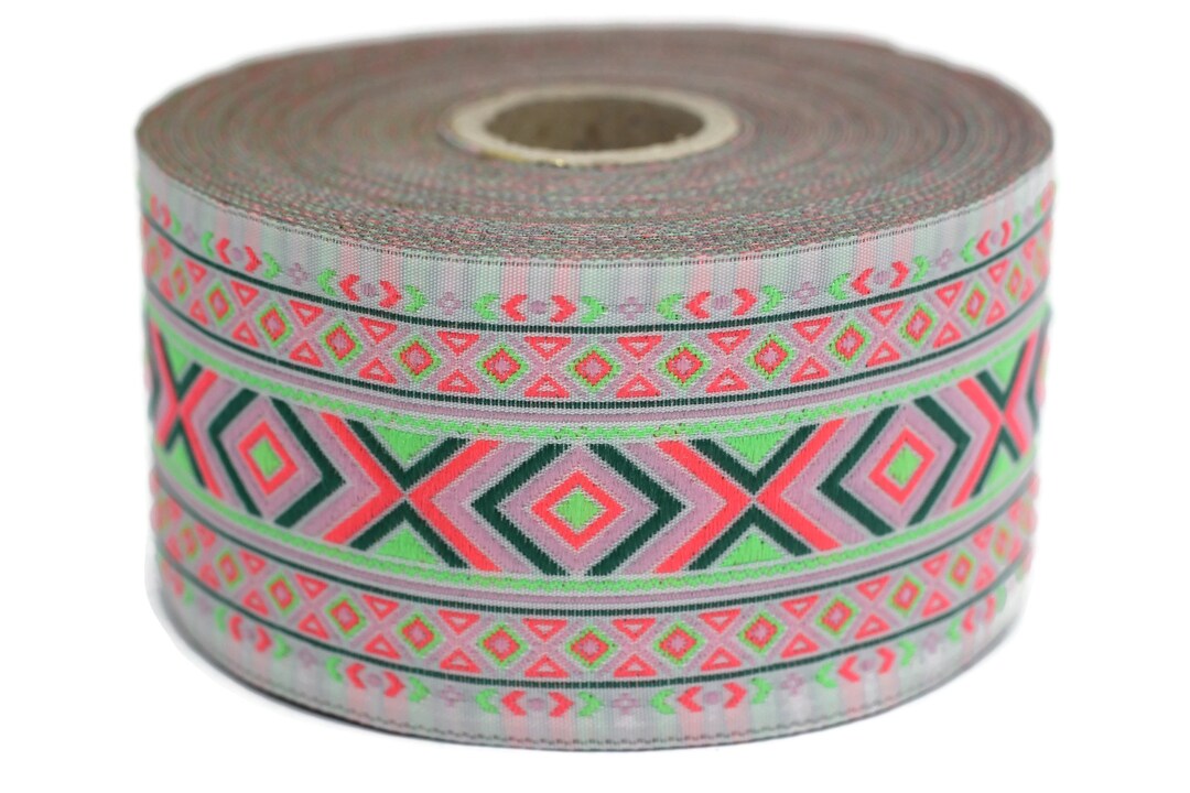 50 Mm Colorfull African Motif Ribbon (1.96 Inches), Vintage Jacquard ...