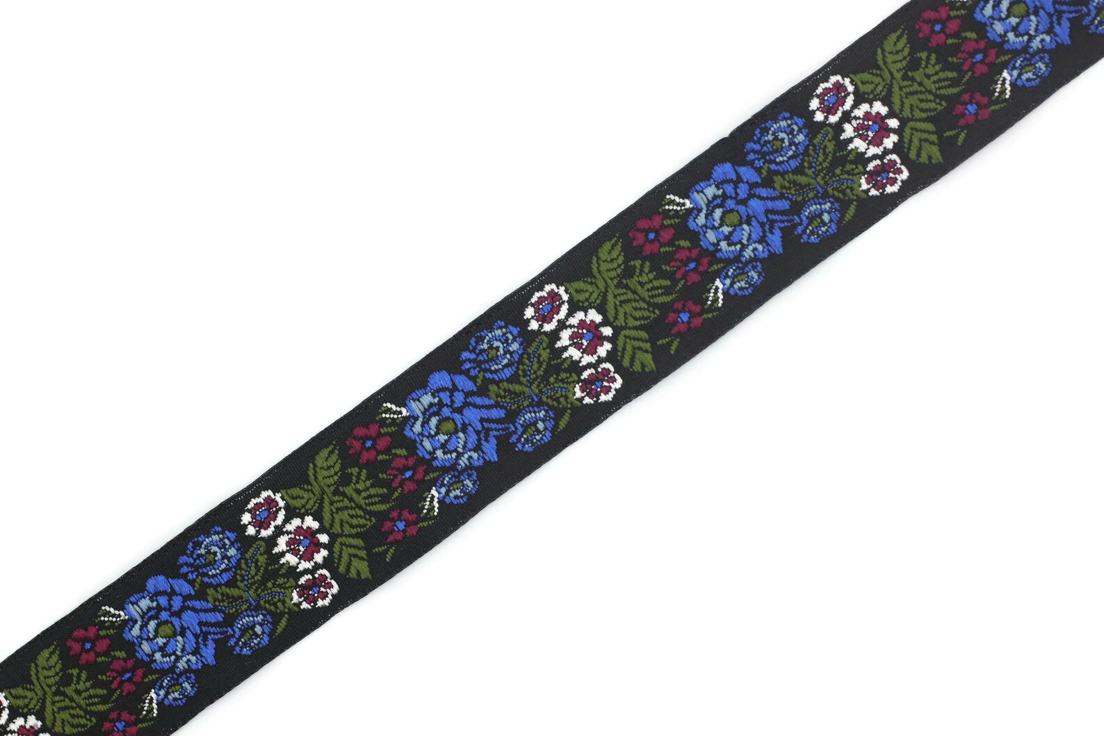 22 Mm Blue Floral Embroidered Ribbon 0.86 Inches Vintage - Etsy