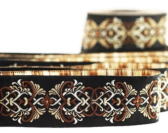 35 mm medieval motive Brown jacquard Ribbons (1.37 inches), Jacquard ribbon,  jacquard trim, craft supplies, collar supply, ribbon, 35976