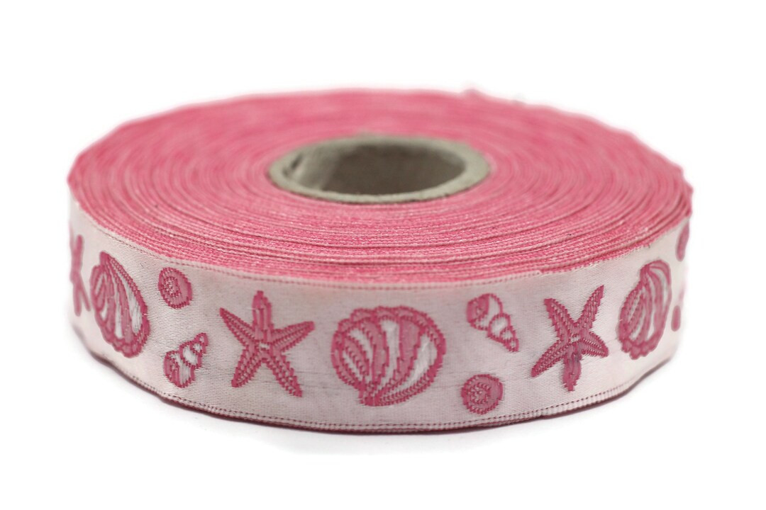 20 Mm Pink Jacquard Ribbons, Ribbon for Girls, 0.78 Inches, Jacquard