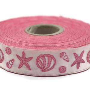 20 mm Pink Jacquard ribbons, Ribbon for girls, (0.78 inches), jacquard trim, Decorative Craft Ribbon, Sewing trim, embroidered summer ribbon