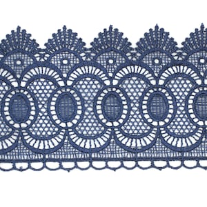 80mm 8 Meters Dark Blue Bridal Guipure Lace Trim | 3.14 Inc Wide Lace Trim | Geometric Bridal Lace | French Guipure | Guipure Lace TRM80