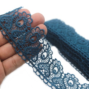 40 mm 8 Meters Blue Guipure Lace Trim 1.57 Inches Wide Floral Lace Trim Bridal Lace Blue Lace Guipure Lace TRM40 image 1