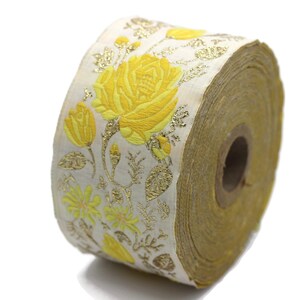 Nastro Jacquard Floreale 5 Cm X 11 Yard – Rosa E Bianco Con Ricami – Perfetto Per Cucito Creativo E Decorazioni Fai Da Te - 4