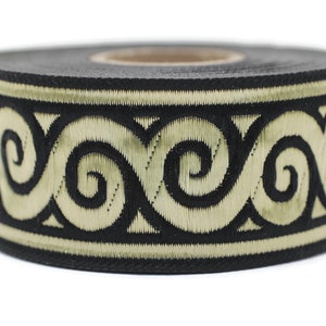 35 mm Black Scroll Jacquard trim (1.37 inches), Jacquard ribbons, woven trim, woven jacquard, jacquard trims, sewing tirim, trimming