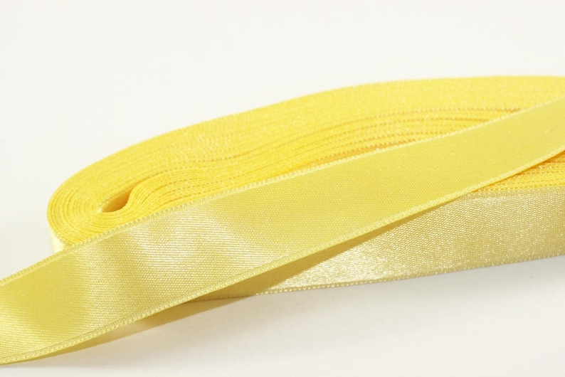 10 Meters (10.90 Yrds) Light Yellow Satin Ribbon, Double Sided Ribbon ...