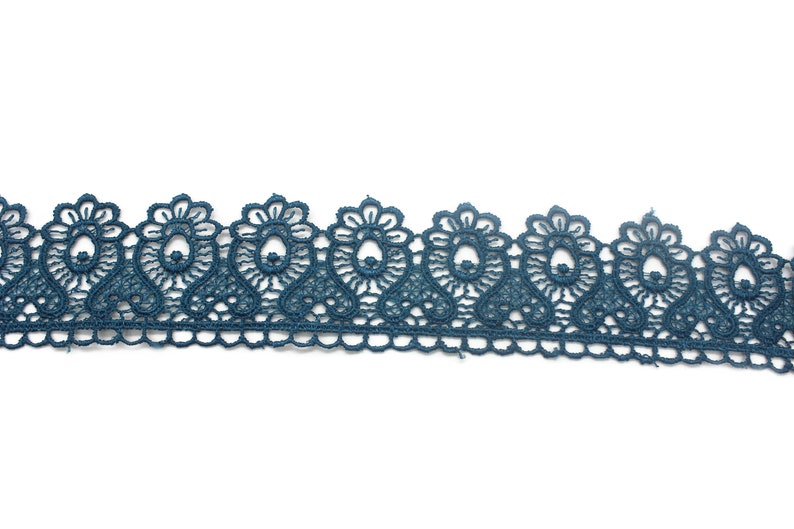 40 mm 8 Meters Blue Guipure Lace Trim 1.57 Inches Wide Floral Lace Trim Bridal Lace Blue Lace Guipure Lace TRM40 image 3