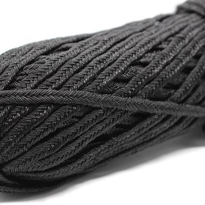 5 mm Thick Soutache Cord, Metallic Black Braid Cord, 5 mm Twisted Cord, Soutache Trim, Jewelry Cords, Soutache Jewelry, Soutache Supplies