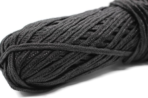5 mm Thick Soutache Cord, Metallic Black Braid Cord, 5 mm Twisted Cord, Soutache Trim, Jewelry Cords, Soutache Jewelry, Soutache Supplies