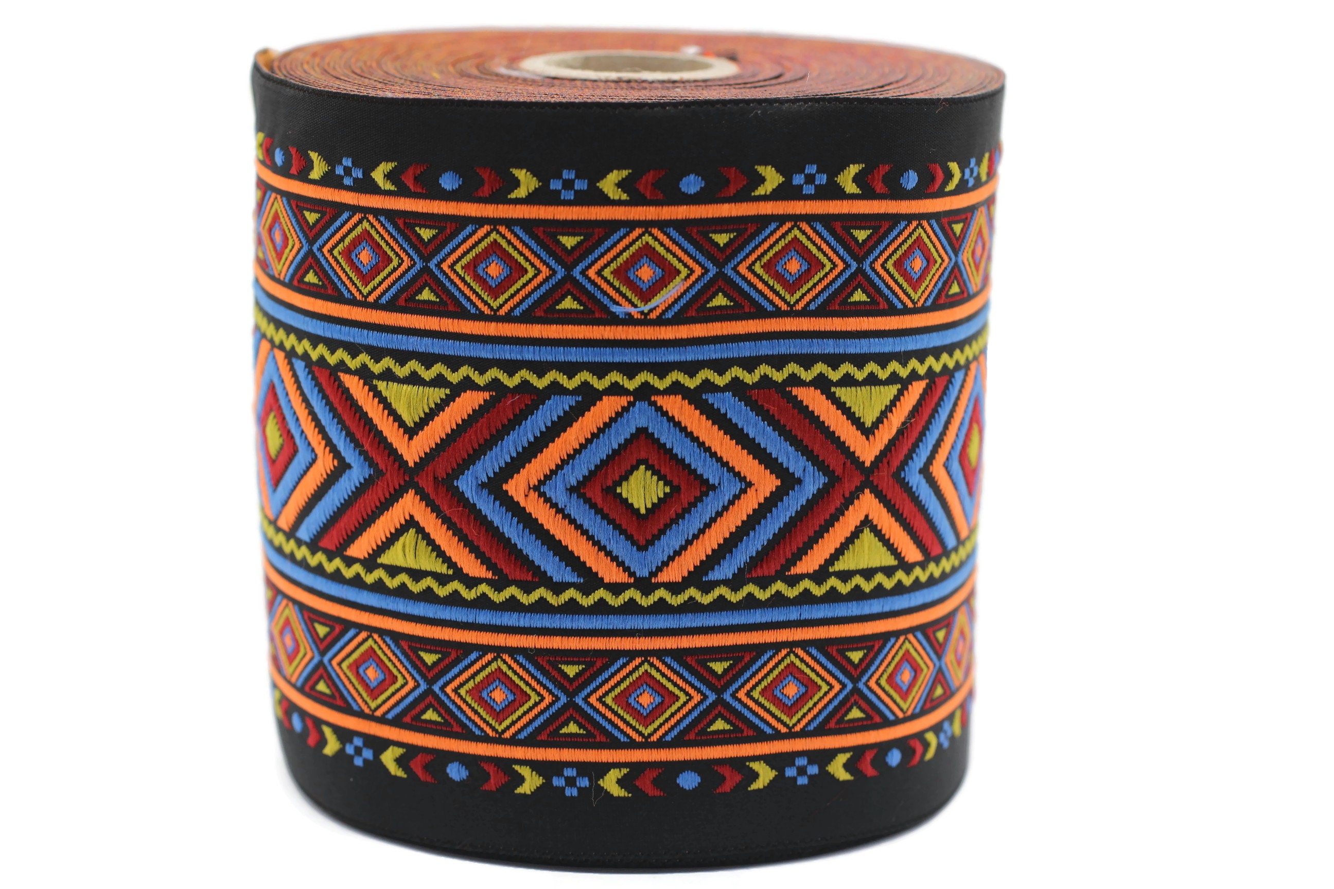 100 Mm Colorfull African Motif Ribbon (3.93 Inches), Vintage Jacquard ...