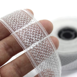 1.18 inches Silver Royal Mithril Jacquard Ribbon Woven Trim Home Decor and Costume Trims MT30