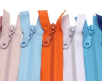 10 Pc Separating Zipper, 30-100cm(12-40 inc)#5, Plastic Chunky Teeth Zipper, Open Ended Zip, Coat Zipper, Jacket Zipper, Vislon Zipper, PTZP