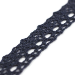 27.3 Yards Dark Blue Cotton Bridal Guipure Lace Trim | 0.59 Inch Wide Lace Trim | Geometric Bridal Lace | French Guipure | Lace Fabric TRM15
