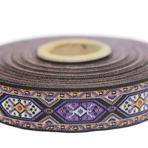 18 mm Purple Woven Jacquard ribbons (0.70 inches, jacquard trim, Decorative Craft Ribbon, Sewing trim, woven trim, embroidered ribbon, 18588