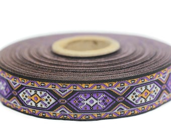 18 mm Purple Woven Jacquard ribbons (0.70 inches, jacquard trim, Decorative Craft Ribbon, Sewing trim, woven trim, embroidered ribbon, 18588
