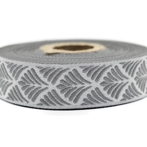 20 mm Gray Seashell 0.78 (inch) | SeaShell Ribbon | Embroidered Woven Seashell Ribbon | Jacquard Ribbon | 20 mm Wide | 20273