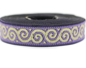 16 mm Purple Jacquard ribbons (0.62 inches, Elegance Jacquard trim, Sewing, Jacquard ribbons, Trim, woven ribbons, dog collars, 16061