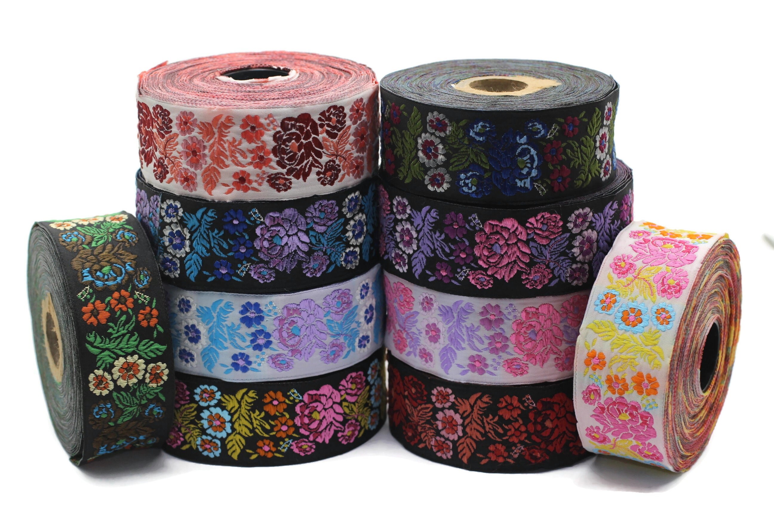 35 Mm Colorful Floral Embroidered Ribbon 1.37 Inches - Etsy